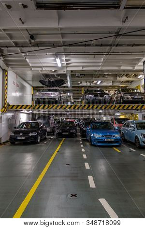 Editorial 08.31.2019 Ms Baltic Princess Cars On Two Decks On The Large Car Ferry Heading To Stockhol