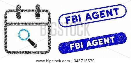 Mosaic Audit Day And Rubber Stamp Watermarks With Fbi Agent Text. Mosaic Vector Audit Day Is Compose