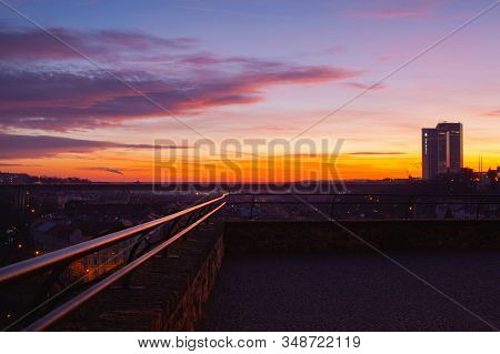 Parague, Czech Republic - January 15,2020: View From Vysehrad Fort On Corinthia Hotel In The Morning