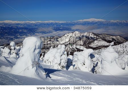 Měkká jinovatka a Mt. Gassan v Japonsku