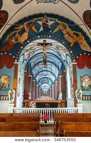 Kalapana, Hawaii, Usa. - January 14, 2020: Mary, Star Of The Sea Catholic Church. Chancel With Altar