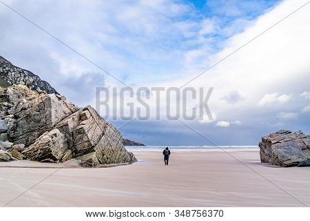 Huge Rock On Maghera Beach Near Ardara County Donegal In Ireland.