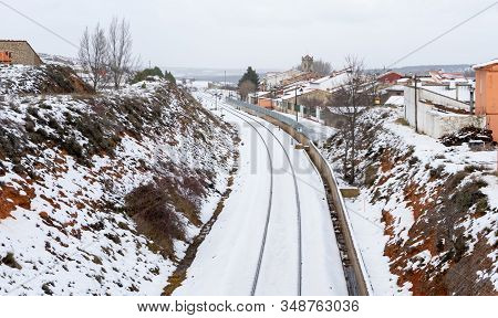 Snowy Train Tracks In The Town Of Barracas