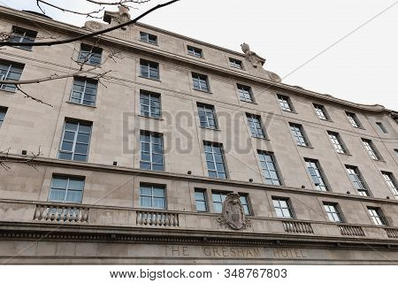 View Of The Front Of The Luxurious Hotel The Gresham Hotel In Dublin, Ireland