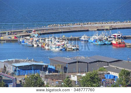 Wladyslawowo / Poland. 24 June 2019: 
City Harbor With Many Moored Boats And Ships. Ships And Boats 