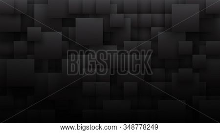 Conceptual 3d Different Size Square Blocks Technology Dark Gray Abstract Background. Science Tech Pa