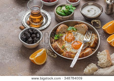 Fried Eggs Or Yumurta In Traditional Turkish Pan