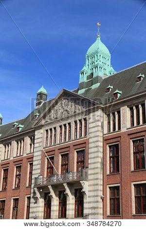 Amsterdam Stock Exchange At Beursplein Square. Netherlands Financial Institution.