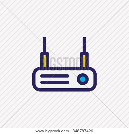Vector Illustration Of Router Icon Colored Line. Beautiful Network Element Also Can Be Used As Modem