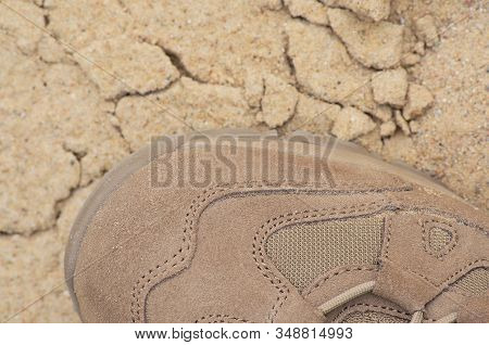 Brand New Suede And Nylon Beige Tan Camo Military Tactical Desert Combat Boot, Arid Dried Soil And S