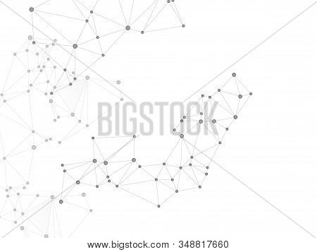 Geometric Plexus Structure Cybernetic Concept. Network Nodes Greyscale Plexus Background. Linked Dot