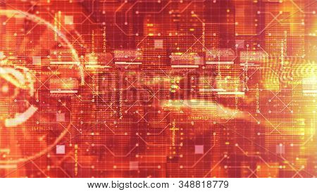 Hi-tech Hud Digital And Circuit Display Holographic Background. Technology Concept