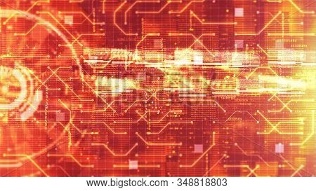 Hi-tech Hud Digital And Circuit Display Holographic Background. Technology Concept