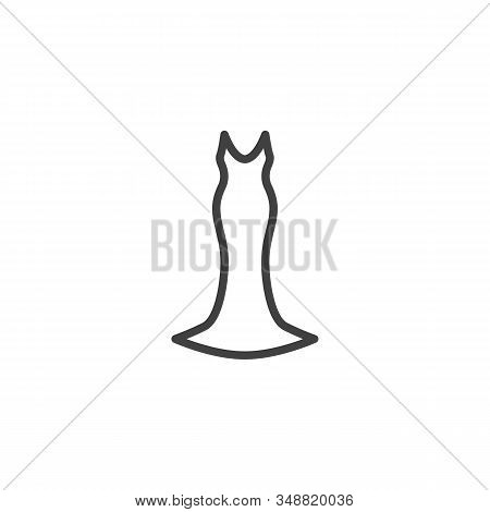Elegant Evening Dress Line Icon. Linear Style Sign For Mobile Concept And Web Design. Ball Gown Dres