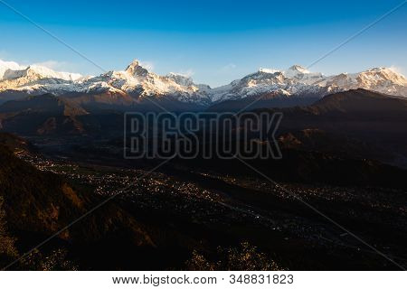 Machapuchare Sunrise View In Dhampus Pokhara Nepal.