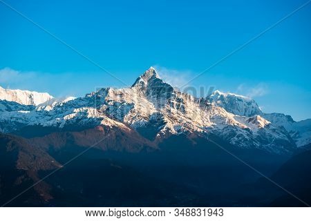 Machapuchare Sunrise View In Dhampus Pokhara Nepal.