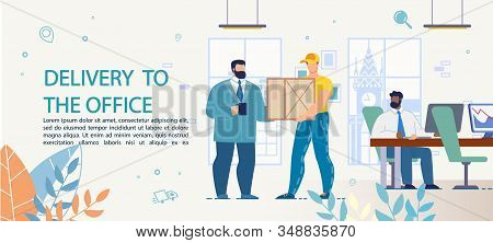 Fast Goods, Food, Appliance Targeted Delivery To Office. Advertising Text Poster With Working People