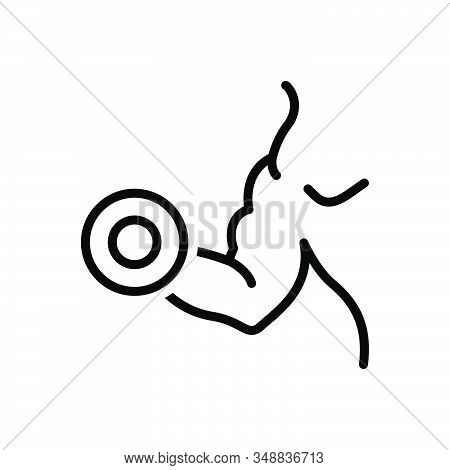 Black Line Icon For Biceps Pectorals Body Muscle Man Skin Abdomen Bodybuilder Strong Physique Gym
