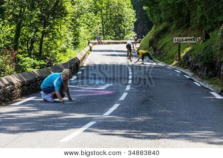 Frau GemÃ¤lde die StraÃŸe zum Col D'Aubisque