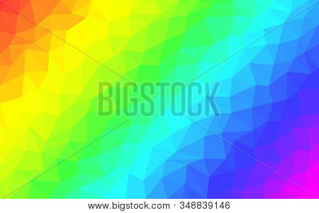 Multicolor Rainbow Low Poly Background. Abstract Random Vector Background From Triangles. Polygonal 