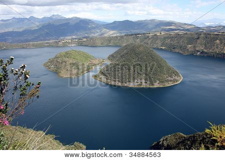 Two islands in Lake Cuicocha