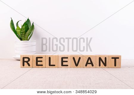 Relevant Word Made With Building Blocks On Light Background