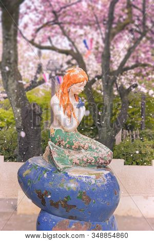 The Little Mermaid From Hans Christian Andersen's Book Under The Cherry Blossoms Of Asukayama Park I