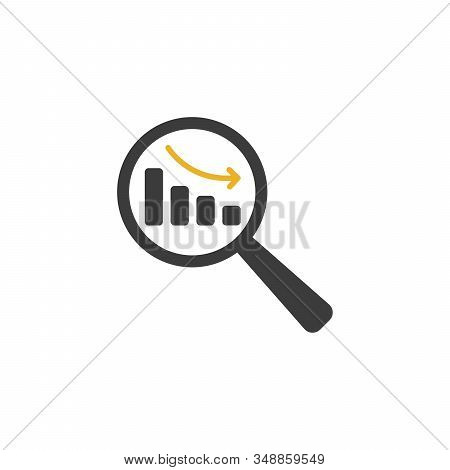 Magnifier With Rising Bars Chart Vector Icon. Flat Style Isolated Symbol. Stock Vector Illustration 