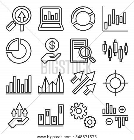 Stock Market Trading Icons Set. Line Style Vector