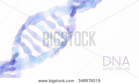 Ultra Thin Line Shallow Dna Double Helix Colorful Illustration. Mysterious Source Of Life Trendy Bac