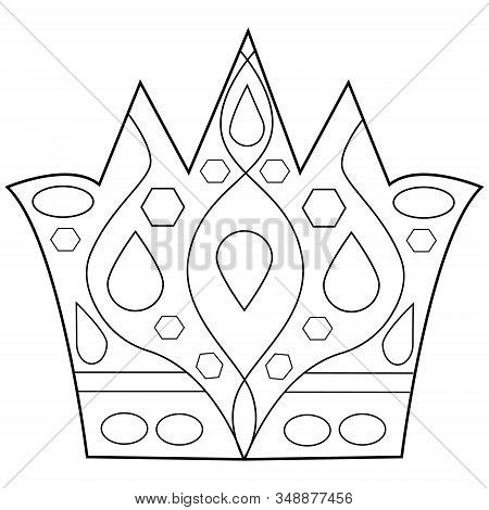 Beautiful King Crown. Hand Drawn Vector Stock Illustration.