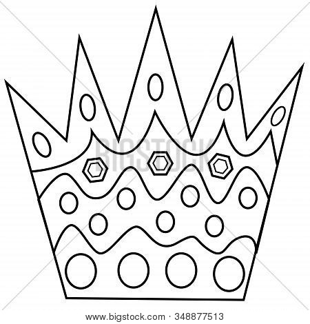 Beautiful King Crown. Hand Drawn Vector Stock Illustration.