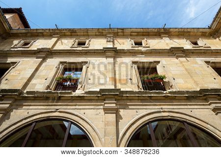 Leon, Spain - June 27, 2017: Cloister of the monastery of San Isidoro.