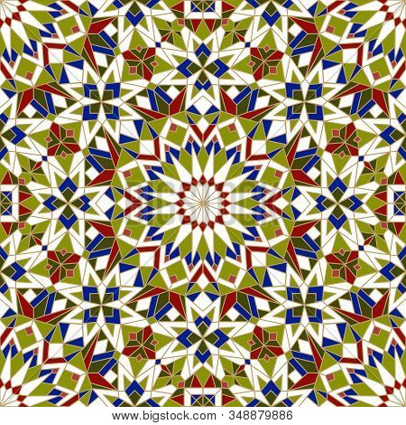 Morrocan Seamless Mosaic Pattern. Arabic Abstract Background