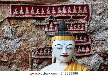 Buddha Statues In Yathaypyan Kawgungu Cave, Hpa An , Myanamar, Former Burma