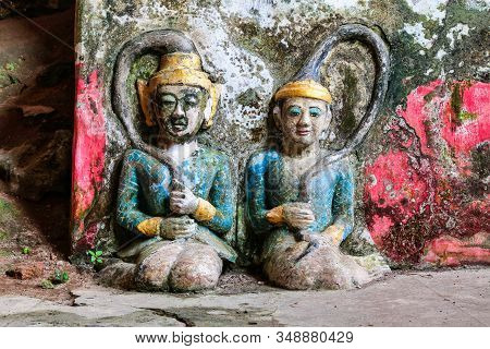 Buddha Statues In Yathaypyan Kawgungu Cave, Hpa An , Myanamar, Former Burma
