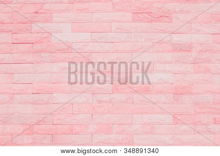 Seamless Pink Pastel Pattern Of Decorative Brick Sandstone Wall Surface With Concrete Of Modern Styl