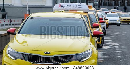 Mosocw, Russia - January, 26, 2020: the image of the taxi on Mosocw street