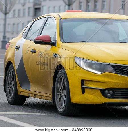 Mosocw, Russia - January, 26, 2020: the image of the taxi on Mosocw street