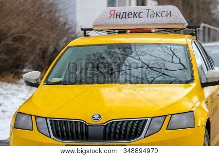 Mosocw, Russia - January, 26, 2020: the image of the taxi on Mosocw street