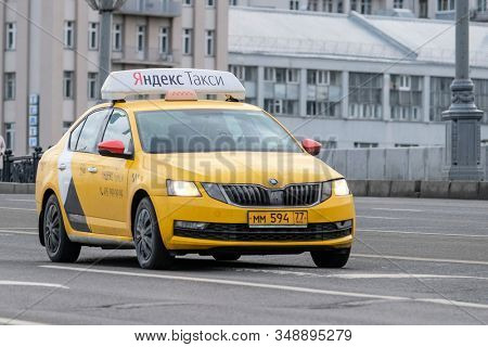 Mosocw, Russia - January, 26, 2020: the image of the taxi on Mosocw street