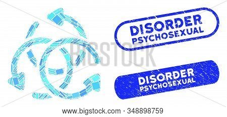 Mosaic Knot Rotation And Rubber Stamp Seals With Disorder Psychosexual Phrase. Mosaic Vector Knot Ro