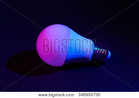 Smart Led Lamp, Economical And Durable With The Ability To Adjust Color And Brightness. Stock Photo