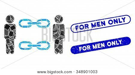 Mosaic Men Chains And Rubber Stamp Watermarks With For Men Only Phrase. Mosaic Vector Men Chains Is 