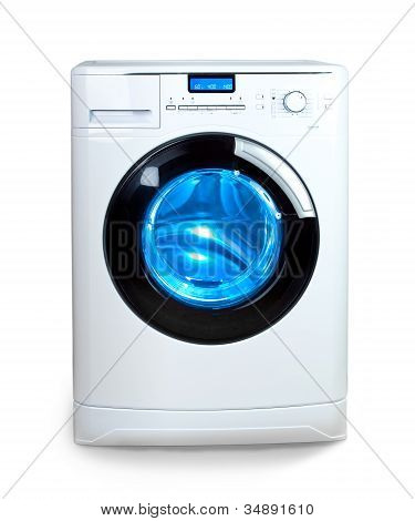 die Waschmaschine auf weiÃŸem Hintergrund