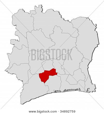 Map Of Ivory Coast, Fromager Highlighted