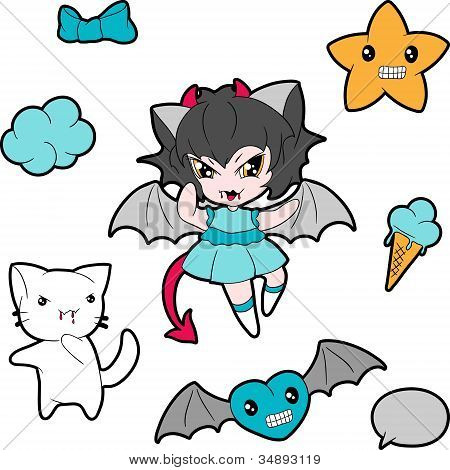 Sammlung von lustig und hÃ¼bsch glÃ¼cklich Kawaii Zeichen.