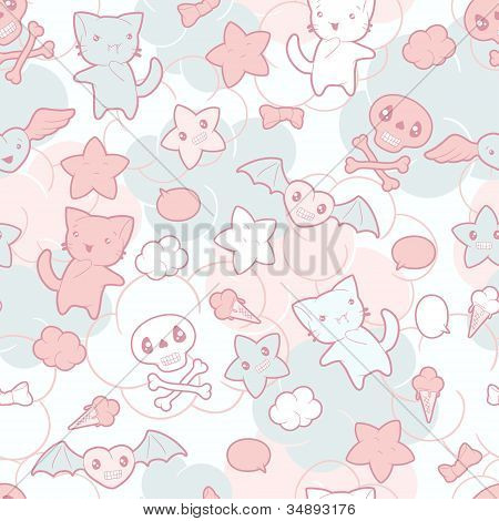 Nahtlose Muster mit Doodle. Vektor-Kawaii-Illustration.