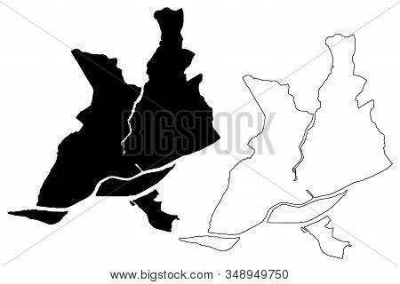 Nantes City (french Republic, France, Pays De La Loire) Map Vector Illustration, Scribble Sketch Cit