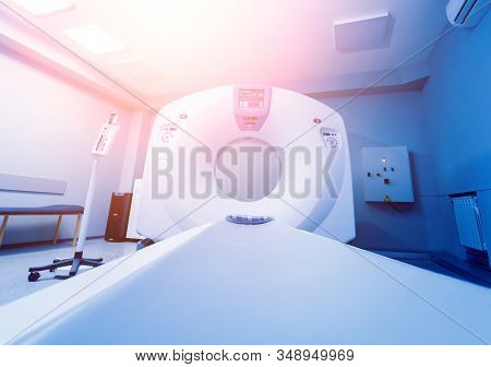 Computer Tomography Diagnostics In Medical Center. Background